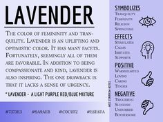 an info sheet with the words lavender on it