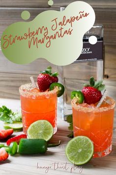 strawberry margarita margaritas with lime and strawberries on the rim