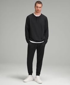 Rest And Reset. These Lightweight Joggers Have A Softly Brushed Interior That Makes Downtime Irresistible. Designed For Casual. Slim Fit Skims Glutes And Thighs, Then Tapers To Hem:intended To Sit At Ankle For 32"-34" Inseam. Hand Pockets With Hidden Phone And Coin Sleeves. Zippered Back Pocket. Waistband Drawcord Can Be Worn Inside Or Out. | Soft Jersey Jogger Regular Lululemon Fall Loungewear Activewear, Lululemon Relaxed Fit Activewear For Loungewear, Lululemon Casual Activewear For Fall, Versatile Everyday Lululemon Bottoms, Casual Lululemon Activewear For Everyday, Casual Black Lululemon Activewear, Mens Lululemon Outfit, Jogger Outfit Men, Mens Athleisure Outfits