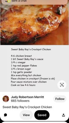 Sweet Baby Rays Crockpot Chicken, Baby Ray, Sweet Baby Ray, Healthy Slow Cooker, Nigella Lawson, Slow Cooker Recipes Healthy, Crockpot Dishes, Hot Fudge, Crockpot Recipes Slow Cooker