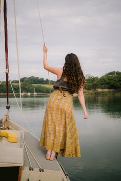 Hand block printed, creating sustainable livelihoods for female artisans. The Maxi Wrap Skirt in Amber is seasonless by design. Contrasting floral border hem. Made from soft, light cotton the wrap skirt is incredibly comfortable, offering style with flattering movement from the waist. Gathers and ties at the side or back of the waist. Crafted with three waist loopholes for an adjustable, flexible fit. Upper ankle Length. Model is 5'5 tall, size UK 10, US 6 and is wearing the S/M. Printed onto 10 Maxi Wrap Skirt, Wrap Maxi Skirt, Knitwear Dress, Floral Border, Women Artisans, Cotton Lights, Soft Light, Wrap Skirt, Top Dress