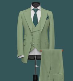 "Men Suits, Suits For men Mint Green three piece Wedding Suit, Formal Fashion Slim Fit Suit - men mint green Suit COMPULSARY PLEASE MEASURE YOUR CHEST AREA, CIRCUMFRENECE AROUND THE BROADEST PART OF CHEST AND WAIST AREA WHERE YOU NORMALLY WEAR YOUR TROUSER OR 4 FINGER BELOW THE BELLY BUTTON, AND PICK YOUR SIZE ACCORDINGLY PLEASE PROVIDE YOUR HEIGHT AND WEIGHT IN THE PERSONALISATION BOX , WHILE PLACING THE ORDER PLEASE CHECK THE SIZE CHART BEFORE PLACING THE ORDER IN SIZE CHART , \"WAIST\" REFERS Green Tuxedo Style Three-piece Suit For Wedding, Green Tuxedo Suit For Wedding, Green Notch Lapel Suit For Groom, Elegant Fitted Pista Green Sets, Tailored Green Three-piece Suit For Groom, Fitted Green Three-piece Suit For Groom, Green Fitted Three-piece Suit For Groom, Fitted Green Three-piece Suit For Grooms, Fitted Green Tuxedo For Groom