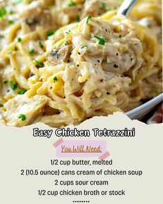 the recipe for chicken tetrazzini is shown