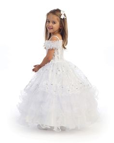 white cold shoulder beading ball gown girl's pageant dress New Cinderella, White Ball Gowns, Off Shoulder Gown, Girls Pageant Dresses, Baby Couture, White Wings, Pageant Dress, Formal Style, Ball Gowns