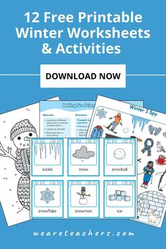 printable winter worksheets and activities to help kids learn how to use them