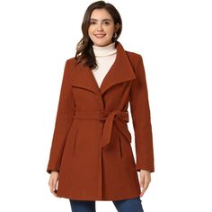 This coat turns casual outerwear into a fashion-forward statement. Step out in style on even the dreariest days with the one-button belted long coat. Those neutral colors on this belted coat with wide lapels maintain a grounded, mature style that will never go out of fashion. Paired well with a crossbody for a day out. Team it with pumps and a bold red lip for an evening look. Winter Outerwear With Lapel Collar And Belt, Winter Outerwear With Belt And Lapel Collar, Trendy Belted Outerwear For Winter, Belted Fall Outerwear For Office, Casual Winter Outerwear With Belt, Fall Long Coat With Belt, Fall Double-breasted Outerwear With Belt, Red Belted Outerwear For Fall, Red Belted Outerwear For Work