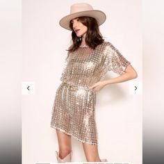 Gold Sequin T Shirt Dress In Size Large From Eastnwest Label. Brand New With Tags Only Tired On Once. Was Going To Wear To Concert And Decided On Something Else! Originally Purchased For $84 Sequin T Shirt, Sequin T Shirt Dress, Sequin Tshirt, Bachelorette Party Outfit, T Dress, Cute Bras, Dress Gold, Party Outfits, Gold Sequin