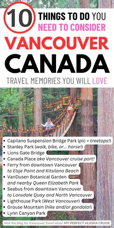 an advertisement with the words vancouver canada in red, white and black text on it