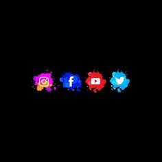 the logo for social media is painted in bright colors on a black background with splashes