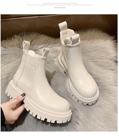 Winter Chelsea Boots, Beige Boots, White Ankle Boots, Mid Heel Boots, Heeled Chelsea Boots, Dr Shoes, Gothic Shoes, Botas Chelsea, Black Platform Shoes