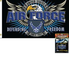 an air force flag with the words,'united states air force defending freedom '