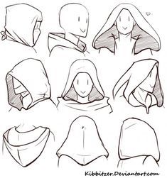 sketches of hooded hoods and capes