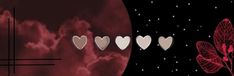 an animated image of hearts flying in the air with stars and clouds behind them on a black background