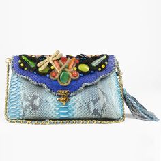 Kiss The Blues Goodbye With This Stunning Genuine Python Shoulder Bag. Complete With Dazzling Beading, Gold Hardware And Signature Python Tassel, This Purse Is Sure To Turn Some Heads. Features: 10"W X 6"H X 2"D Python Woven Shoulder Strap Sueded Cotton Lining Signature Python Tassel Hand Beaded Flap Cowboy Boot Purse, Fancy Purses, Dior Shoulder Bag, Snakeskin Purse, Kate Spade Crossbody Purse, Quilted Backpack, Pink Quilts, Barrel Bag, Floral Bags