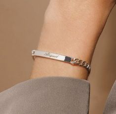 "Personalized Engraved High Quality Sterling Silver Bracelet For Women and Men. Material: Sterling Silver 925 Available Colors: Silver Bracelet Length: 7.08 Inches  ∙ ∙ ∙ ∙ ∙ ∙ ∙ ∙ ∙ ∙ ∙ ∙ ∙ ∙ ∙ ∙ ∙ ∙ ∙ ∙ ∙ ∙ ∙ ∙ ∙ ∙ ∙ ∙ ∙ ∙ ∙ ∙ ∙ ∙ ∙ ∙ ∙ -------NEW by ZDP - Custom laser engraving!------- -------For wholesale or custom orders, please contact!---- This Personalized Bracelet is casted, polished, sized and cleaned, all handmade here at our workshop! Once it's ready, its engraved based on your request.  Items are sent in a gift box.  ♡ So how do I order? Three simple steps: 1. Select the Bracelet :) 2. Fill in your the text box where it says \"Add your personalization\", according to the instructions over it (can't be easier!) 3. Add to cart and proceed to checkout ♡Notes Items are made per or Elegant Engraved Name Bracelet For Birthday, Silver Nameplate Bracelet For Birthday, Engraved Rectangular Jewelry For Birthday Gift, Rectangular Engraved Jewelry For Birthday Gift, Adjustable Jewelry With Engraving Option For Birthday Gift, Silver Name Chain Bracelet For Mother's Day, Classic Engraved Jewelry For Birthday Gift, Mother's Day Silver Chain Bracelet With Name, Silver Nameplate Bracelet For Birthday Gift