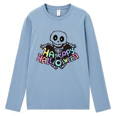 100% Cotton Imported Machine Wash MATERIAL: Fashionable women's spring and autumn T-shirts are made of cotton, which is soft, next to the skin, and comfortable. We suggest customer order 1~2 sizes up for a loose fit. FEATURES: Classic round neck, long sleeves, a scary skeleton, and letter prints, bring the perfect Halloween atmosphere, loose fit, basic, casual, and versatile T-shirts, Harajuku T-shirt tops. OCCASION: Teen Y2K aesthetic T-shirts are suitable for everyday, party, Halloween dress-u Scary Skeleton, Autumn T Shirts, Aesthetic T Shirts, Party Halloween, Skull Tshirt, Couple T-shirt, Halloween Dress, Y2k Aesthetic, Halloween Gifts