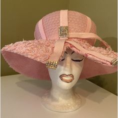 An Original Design By The Famous Artist & Millinery Sculptor, Time Mcclendon. It Is Absolutely Gorgeous! See Pics & Please Take Time To Look At All Of The Hats In My Collection. Pink Church Dress, Pink Church, Church Lady Hats, Church Dress, Hats Accessories, Dress Hat, Church Hats, Church Dresses, Dress Hats