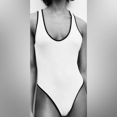 Zara Piped Asymmetrical Bodysuit Elegant Summer Bodysuit With Minimal Stretch, Sleek Summer Workwear Bodysuit, Sleek Summer Bodysuit For Workwear, Sleek White Swimwear For Summer, Sleek White Summer Swimwear, Trendy Zara Bodysuit, White Summer Workwear Bodysuit, Summer Asymmetrical Stretch Bodysuit, Summer Stretch Asymmetrical Bodysuit