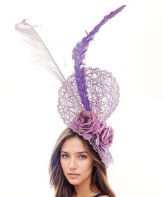 Purple Lilac Lavender Feather Kentucky Derby Fascinator Hat Wedding Cocktail Party Ascot Formal Occasion Races Woman Headwear Headpiece Hats By Cressida Kentucky Derby & Ascot Fascinator Hats Criss cross lightweight fiber base trimmed with orange peonies and burnt and trimmed ostrich feathers Base measures 14 inches wide This purple and lilac headpiece is mounted with a matching headband. If you prefer a headband to match your hair, please make a note at check out what colour headband you want. Elegant Lavender Headpiece For Kentucky Derby, Lavender Headpiece For Kentucky Derby Evening, Lavender Fascinator For Wedding At Royal Ascot, Lavender Mini Hat For Royal Ascot Formal Event, Lavender Costume Hats For Kentucky Derby Wedding, Lavender Costume Hats For Weddings At Kentucky Derby, Lavender Mini Hats For Kentucky Derby Formal, Purple Headpieces For Spring Races, Lavender Fascinator For Kentucky Derby Evening