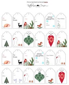 printable christmas gift tags with animals and trees