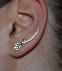 2mm Emerald EAR CLIMBER Earring // Gold Ear Cuff - Pin Earrings - Ear Wrap - Bar Studs - Earcuff - P Ear Climber Earrings Gold, Gold Bar Earrings, Ear Climbers Earrings, Pin Earrings, Hammered Hoop Earrings, Ear Climber, Wrap Earrings, Gold Ear Cuff, Bar Stud Earrings