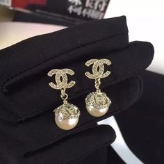 Chanel Crystal Pearl Dangle Earrings – LL Bazar