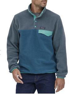 Patagonia Lightweight Synchilla Snap-T Fleece Pullover Size XL wavy blue Color. Patagonia Casual Fleece Tops, Casual Patagonia Fleece Top, Pullover Men, Patagonia, Blue Color, Blue, Color