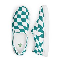 Women's Teal Checkered slip-on canvas shoes Made for comfort and ease, these Women's Slip-On Canvas Shoes are stylish and the ideal piece for completing an outfit. Equipped with removable soft insoles and rubber outsoles, it's also easy to adjust them for a better fit. *  100% polyester canvas upper side *  Ethylene-vinyl acetate (EVA) rubber outsole *  Your brand on the box, insole, and tongue of the shoe  *  Breathable lining, soft insole *  Elastic side accents *  Padded collar and tongue * White Cotton Slip-on Sneakers Casual, Green Casual Slip-ons For Spring, Casual Green Slip-ons For Spring, Casual White Slip-ons, Comfortable Green Canvas Shoes With Rubber Sole, Cotton Low-top Slip-on Shoes, Green Low-top Slip-ons, Cotton Slip-on Sneakers With Rubber Sole, Casual Low-top Cotton Slip-ons