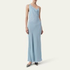 St. Agni draped maxi dress featuring an asymmetric halter neckline  Sleeveless Slip silhouette Full length Invisible zip  Lenzing® modal Dry clean Imported Drape Maxi Dress, St Agni, Evening Flats, Cocktail Jacket, Invisible Zip, Halter Neckline, Platform Pumps, Lingerie Sleepwear, Bergdorf Goodman