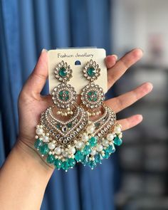 Hansika Kundan Earrings ₹550/- Free Shipping in India Fusion Chandelier Earrings With Latkans For Wedding, Wedding Kundan Chandelier Earrings With Latkans, Festive Kundan Chandelier Earrings For Wedding, Wedding Kundan Chandelier Earrings With Cutdana, Wedding Kundan Cutdana Chandelier Earrings, Queen Jewelry, Silver Jewelry Earrings