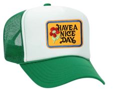 PRICES MAY VARY. Vintage Embroidered Patch Made in the USA HAVE A NICE DAY!! This hat comes with an adorable vintage embroidered patch on a your choice of colored trucker hat. This hat is a foam front, mesh back trucker hat with an adjustable snapback closure and matching color sweatband. Embroidered Trucker Hats, Vintage Green Trucker Hat For Summer, Vintage Trucker Hat With Embroidered Logo, Retro Trucker Hat With Logo Patch, Vintage Trucker Hat With Embroidered Patch, Trucker Hat Women, Vintage Trucker Hat With Logo Patch, Green Trucker Hat, Summer Travel Essentials