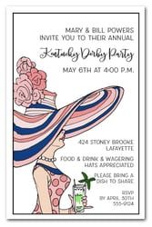 the kentucky derby party flyer is shown with an image of a woman wearing a large hat