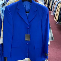 Nice Comfortable All Year Around Blazer You Wear It With Any Color Pants Or Jeans!!! Blue Casual Suit With Notch Lapel, Casual Blue Suits With Notch Lapel, Casual Blue Suit With Notch Lapel, Blue Suits With Pockets, Casual Blue Notch Lapel Suit, Casual Single Breasted Blue Suit, Casual Fitted Blue Suits, Blue Fitted Casual Suits, Colored Pants