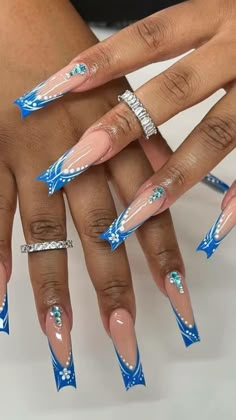 Pretty Blue Nails Acrylic, Dope Blue Nails, 4a Natural Hair, Coffin Nails Long