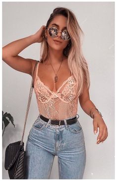 Lace Bodysuit Outfit, Lydia Rose, Bar Outfits, First Day Outfit, Micah Gianneli, Casual Glam, Vegas Outfit, Design Moda, Body Suit Outfits