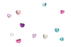 many different colored hearts are flying in the air