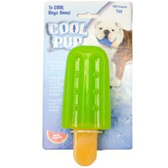 an ice cream popsicle with a dog's head on it and the words cool pup