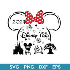 the disney mouse ears with red bows and stars are on top of this svg file