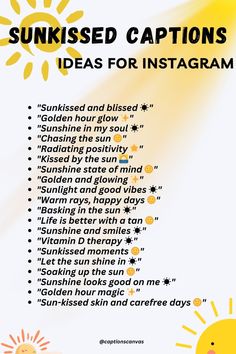 sun kissed captions ideas for instagrams on the app store's website