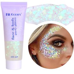 PRICES MAY VARY. MERMAID SEQUINS --- Our holographic white body glitter gel contains 50ml/pack.Large number of holographic sequins,mixing with fine and chunky glitter, the color and shine of the laser sequins vary with the perspective, like a rainbow EASY TO APPLY --- 1989 Singer Concerts Sparkle Body Chunky Glitter is a glitter body gel that is sticky, so you don't need to use glue when using it,save your makeup time.It can be used directly in the body wherever you want to decorate. Apply Glitt Concert Essentials, Eras Tour Makeup, Glitter Face Paint, Eras Tour Ideas, Festival Makeup Glitter, Festival Must Haves, Face Glitter, Festival Face, Fantasy Fest