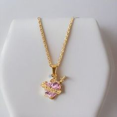 Pink Sacred Heart Roses & Swords Pendant Necklace New  | eBay Heart Neckless, Heart Roses, Heart Type, Pink Zircon, Sacred Heart, Fashion Jewelry Necklaces, Swords, Fashion Watches, Jewelry Necklace Pendant