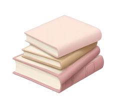 three books stacked on top of each other in pink and cream colors, one is blank