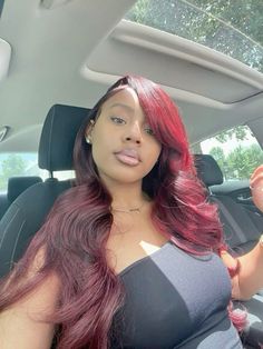 Red Weave Hairstyles, Black Hair Inspiration, Braided Hairstyles For Black Women Cornrows, Red Hair Inspo, Cute Hair Colors, Gorgeous Hair Color, Pretty Hair Color, Burgundy Hair, Hair Ponytail Styles