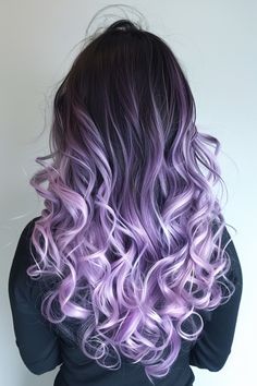 54+ Lovely Lavender Hair Ideas Violet Hair Ombre, Hair Dye Ideas Ombre, Simple Hair Dye Ideas, Black And Lavender Hair, Lavender And Black Hair, Hair Dye Ideas Purple, Lavender Money Piece Hair, Fairy Hair Color, Cool Purple Hair