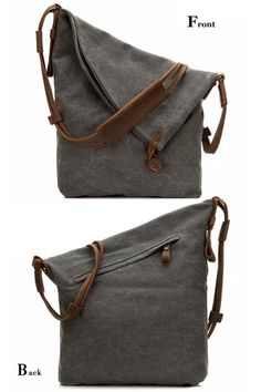 Full leather shoulder strap crossbody bag | IFAUN Grey Crossbody Bag, Slouchy Bag, Vintage Diy, Diy Vintage, Vintage Women, Canvas Shoulder Bag, Black Cross Body Bag, Vintage Bags, Canvas Leather