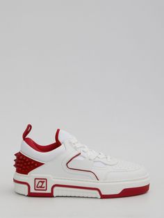 Astroloubi sneakers in white and red leather with spikes at the back and CL monogram on the side. They feature lace-up closure, rear loop tab and rubber sole. ITA size.   Product number: 3095574  Product code: 3230904J679WHITE Cl Monogram, Platform Wedge Heels, Loafer Sneakers, Top Designer Brands, White And Red, Premium Brands, Pump Sandals, Dress With Cardigan, High End Fashion