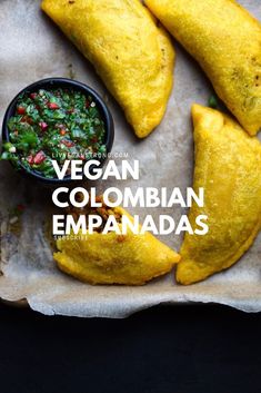 vegan colombia empanadas with salsa on the side