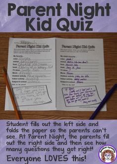 the parent's night kid quiz is open and ready to be used for reading