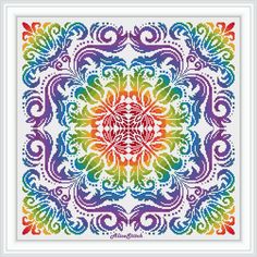 a cross stitch pattern with the colors of rainbows