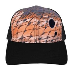 Redfish Scale Pattern on Black Snapback Hat - KnottyTails Black Trucker Hat, Scale Pattern, Visor Cap, Performance Leggings, Red Fish, Snap Backs, Snapback Cap, Black Mesh, Snapback Hats